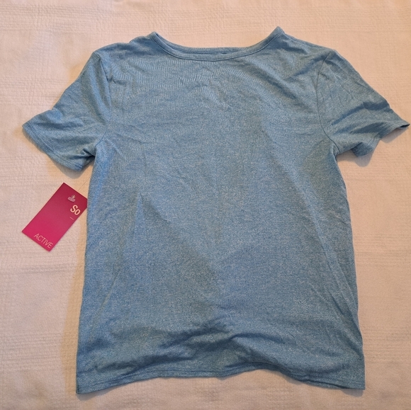 So Active girls size 7 short sleeve blue shirt, knot front bottom, New - Picture 3 of 4